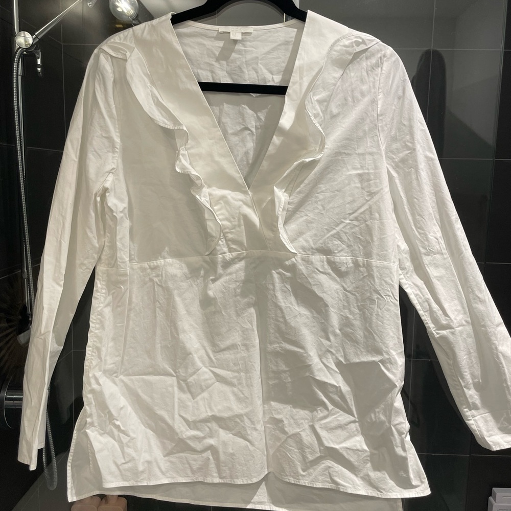 COS ruffled v neck blouse